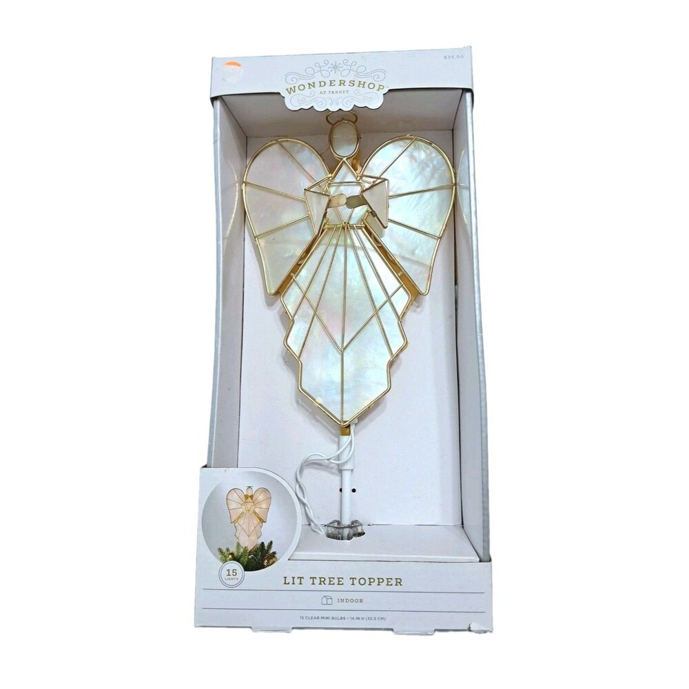 Target Wondershop Angel Lit Tree Topper Pearl Faux Capiz Shell Christmas Gold